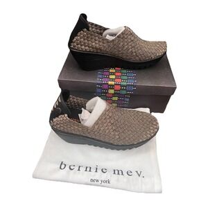 Bernie Mev Pull-on Wedges Gem Yael Bronze  7 US 38 Euro Black Outsole Woven